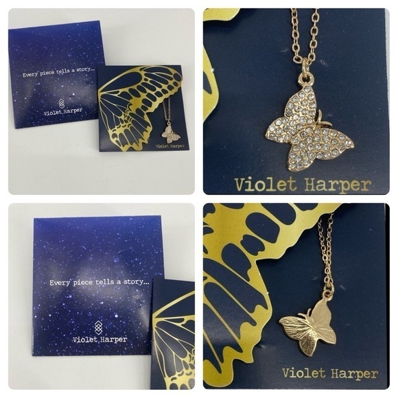 Violet Harper pave butterfly bracelet. Gold rhinestone adjustable chain - Picture 1 of 7